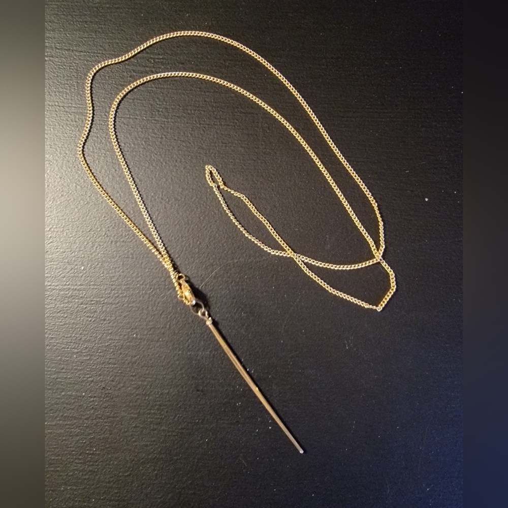 Gold plated chain linear pendant necklace